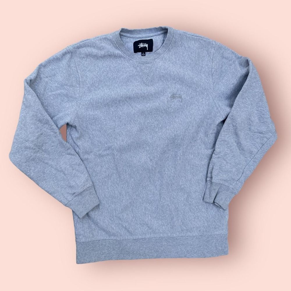 stussy heather grey crewneck sweatshirt